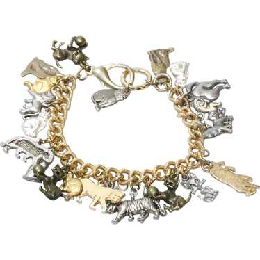 Vintage Costume Cat Charm Bracelet - image 1