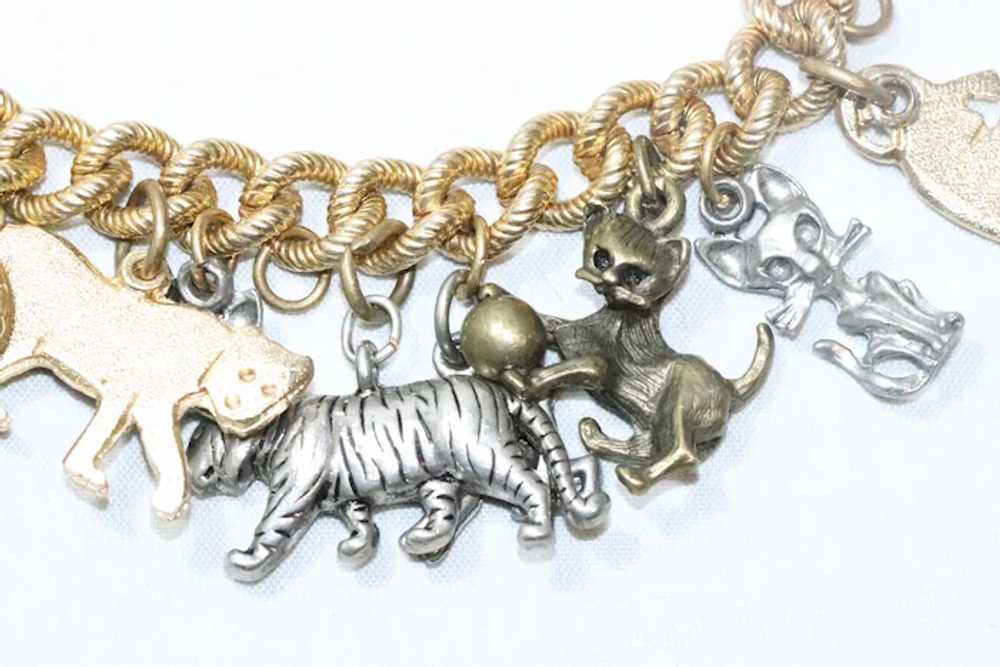 Vintage Costume Cat Charm Bracelet - image 2