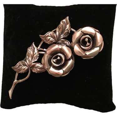 Beaucraft Sterling Silver Double Rose Brooch