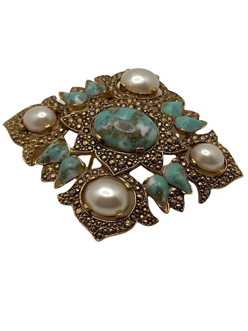 Vintage Sarah Coventry Faux Turquoise and Pearl B… - image 2