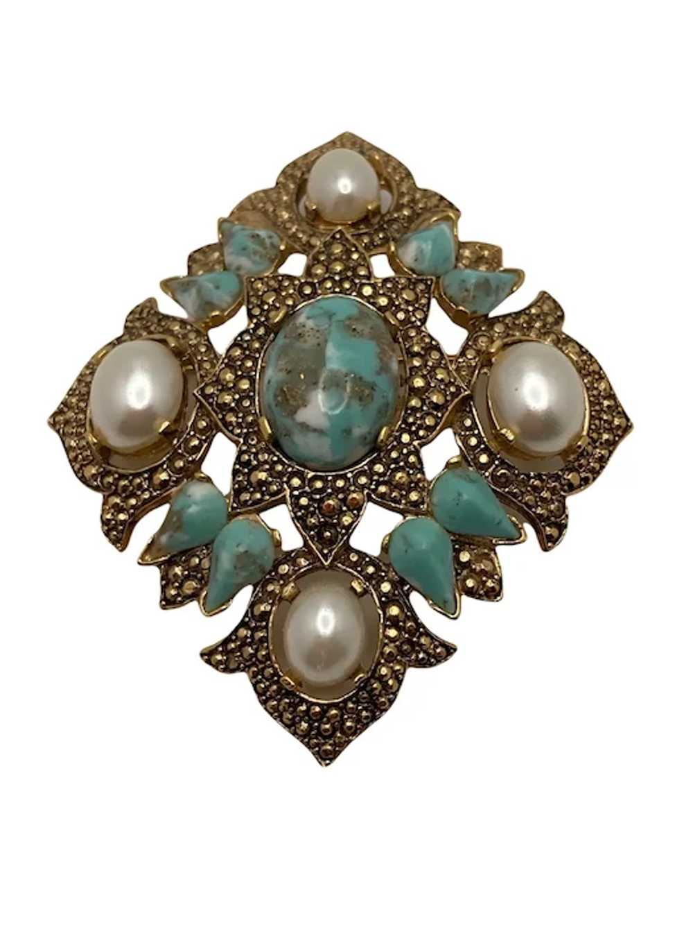 Vintage Sarah Coventry Faux Turquoise and Pearl B… - image 3