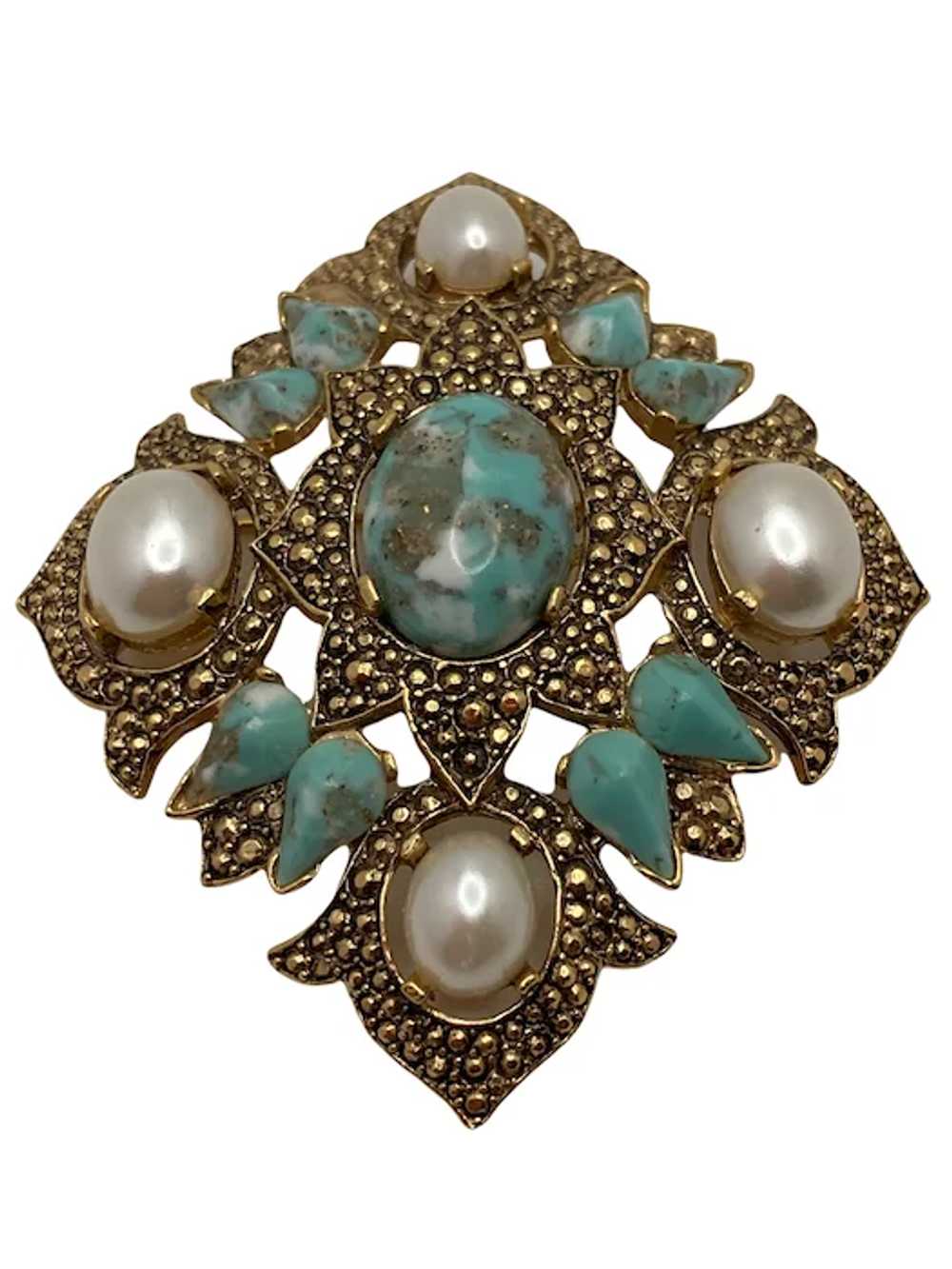 Vintage Sarah Coventry Faux Turquoise and Pearl B… - image 4