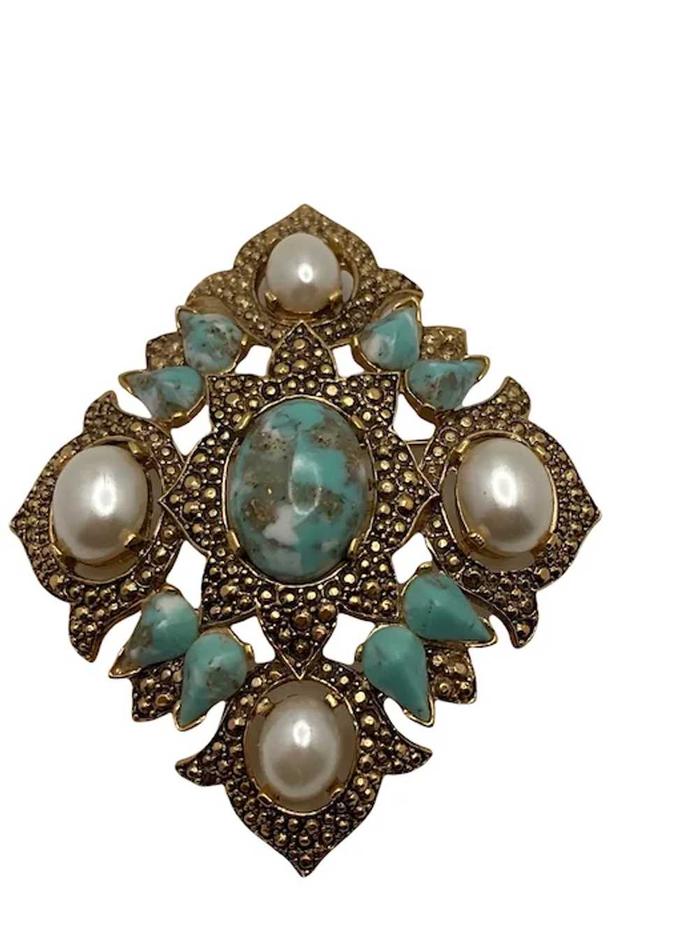 Vintage Sarah Coventry Faux Turquoise and Pearl B… - image 5