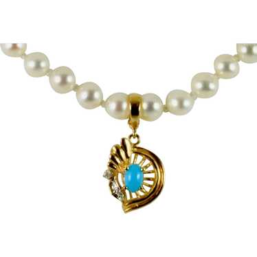 Charming Diamond and Turquoise Pearl Enhancer/Pend