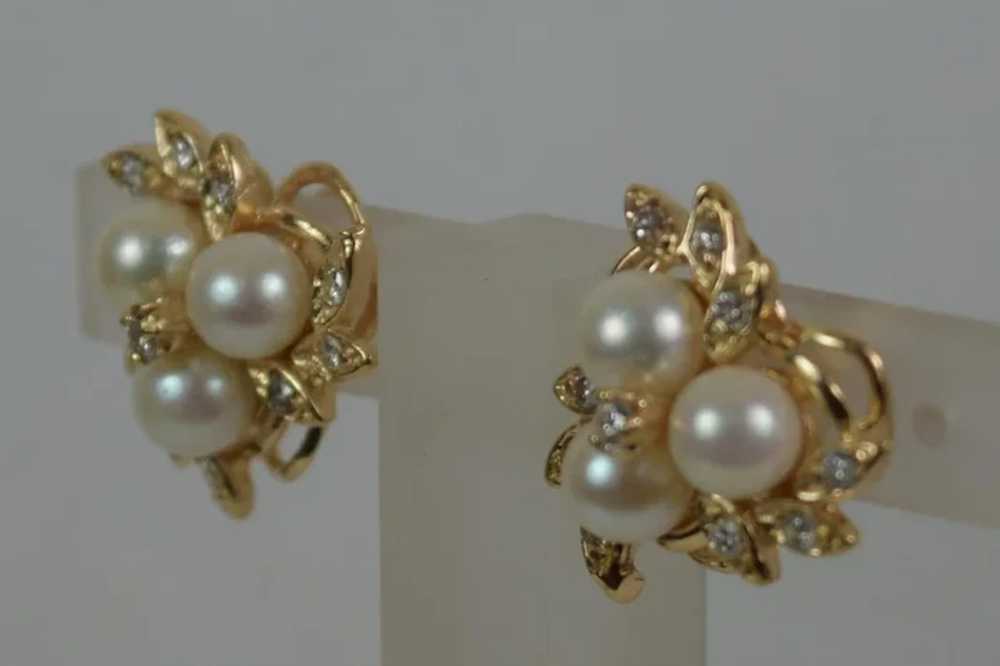 Gorgeous 14kt Yellow Gold Diamond/Pearl Earrings,… - image 3