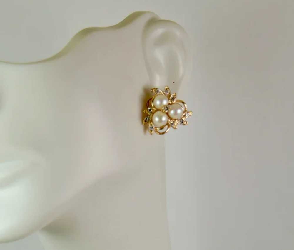 Gorgeous 14kt Yellow Gold Diamond/Pearl Earrings,… - image 4