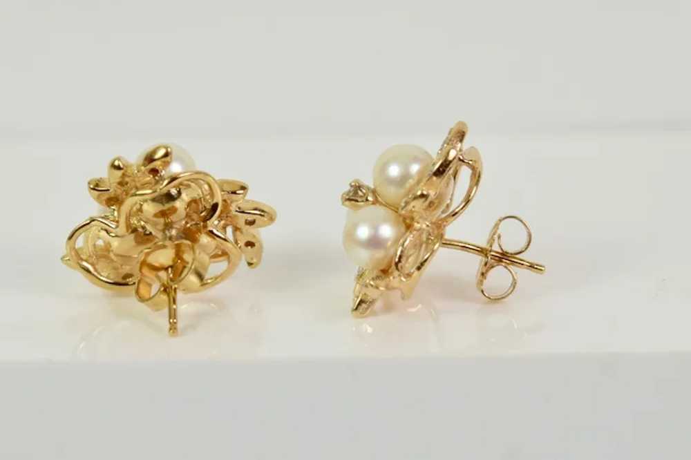 Gorgeous 14kt Yellow Gold Diamond/Pearl Earrings,… - image 5