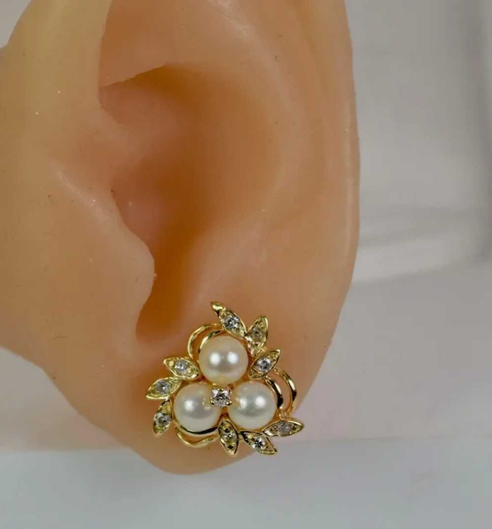 Gorgeous 14kt Yellow Gold Diamond/Pearl Earrings,… - image 6