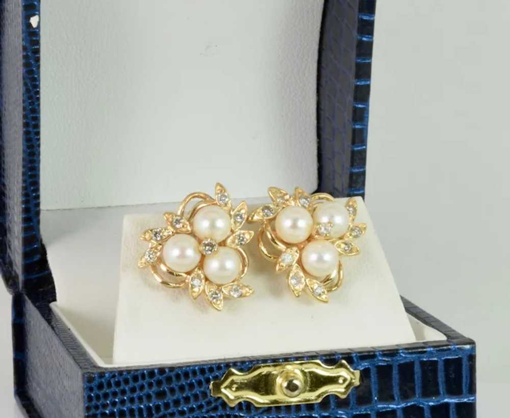 Gorgeous 14kt Yellow Gold Diamond/Pearl Earrings,… - image 7