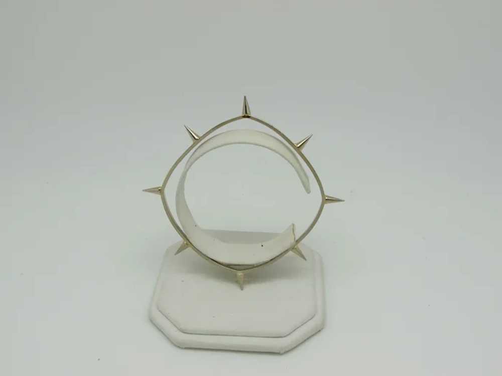 1980s Goldtone Metal Bangle with Spikes - image 2