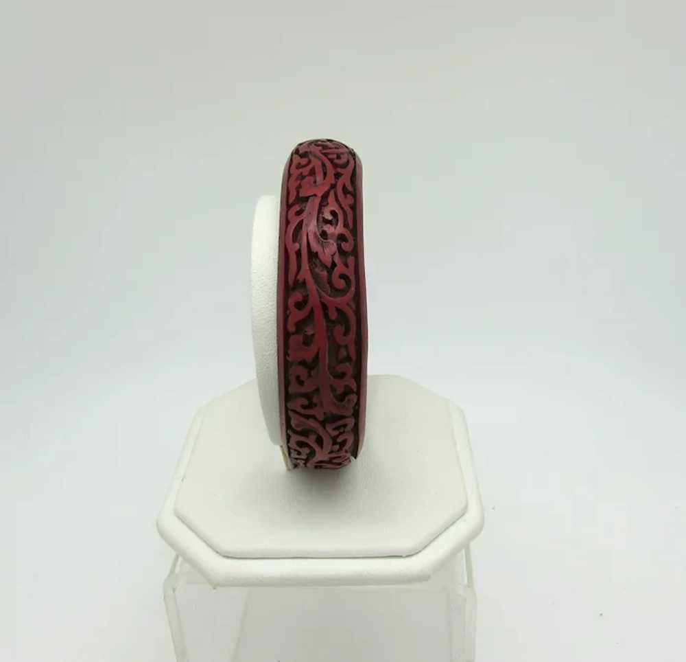 Carved Cinnabar Bangle - image 5