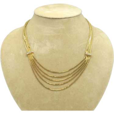 Five Layer "S" Chain Swag Necklace with Rhineston… - image 1