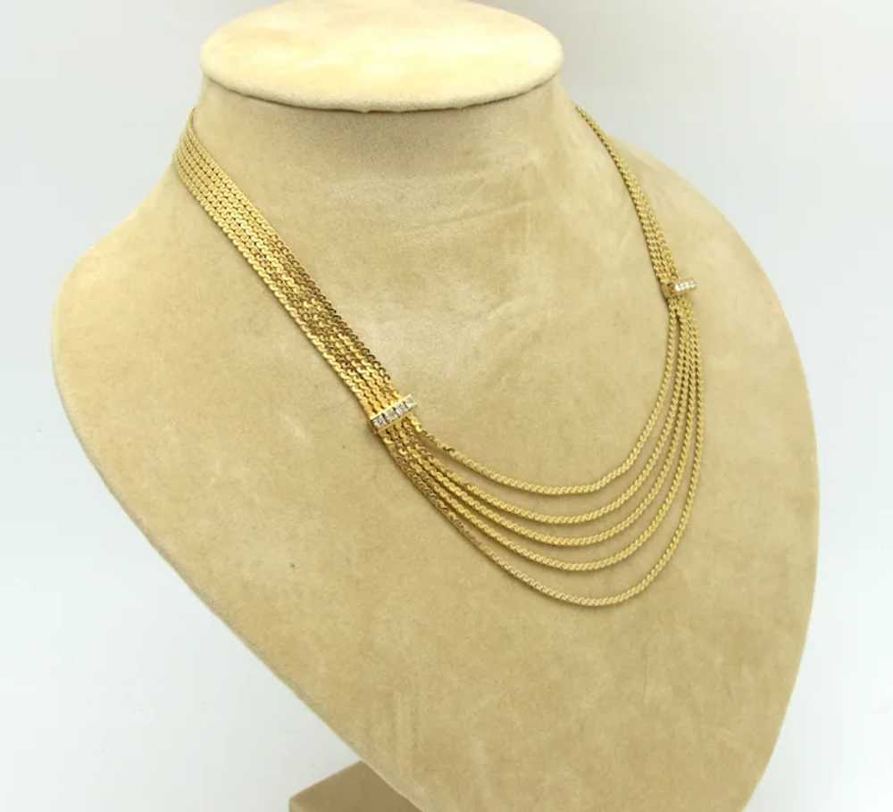 Five Layer "S" Chain Swag Necklace with Rhineston… - image 2