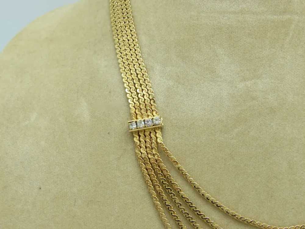 Five Layer "S" Chain Swag Necklace with Rhineston… - image 3