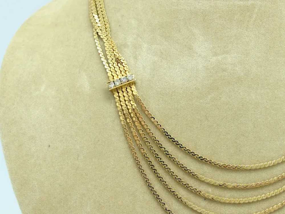 Five Layer "S" Chain Swag Necklace with Rhineston… - image 4