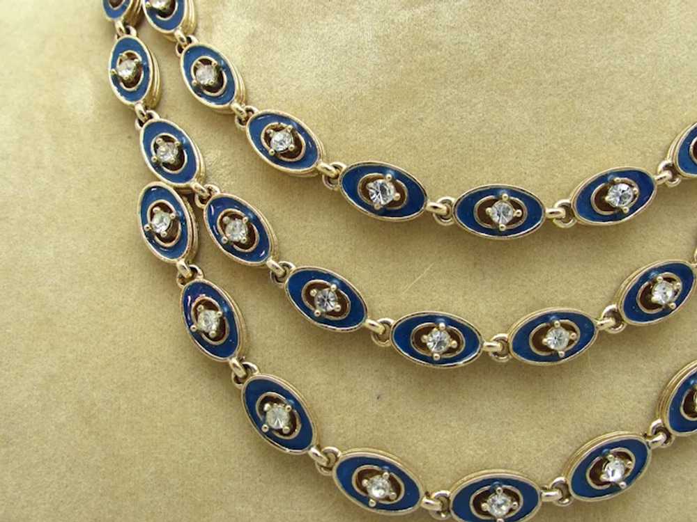 Enameled Draped Necklace With Rhinestones - image 2