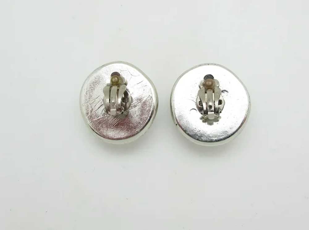 Raised Spiral Silvertone Metal Earrings - image 3