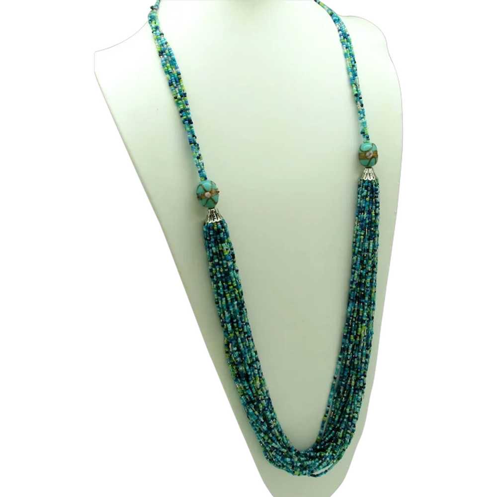 Multi Strand Seed Bead Necklace With Murano Glass Bea Gem 4305