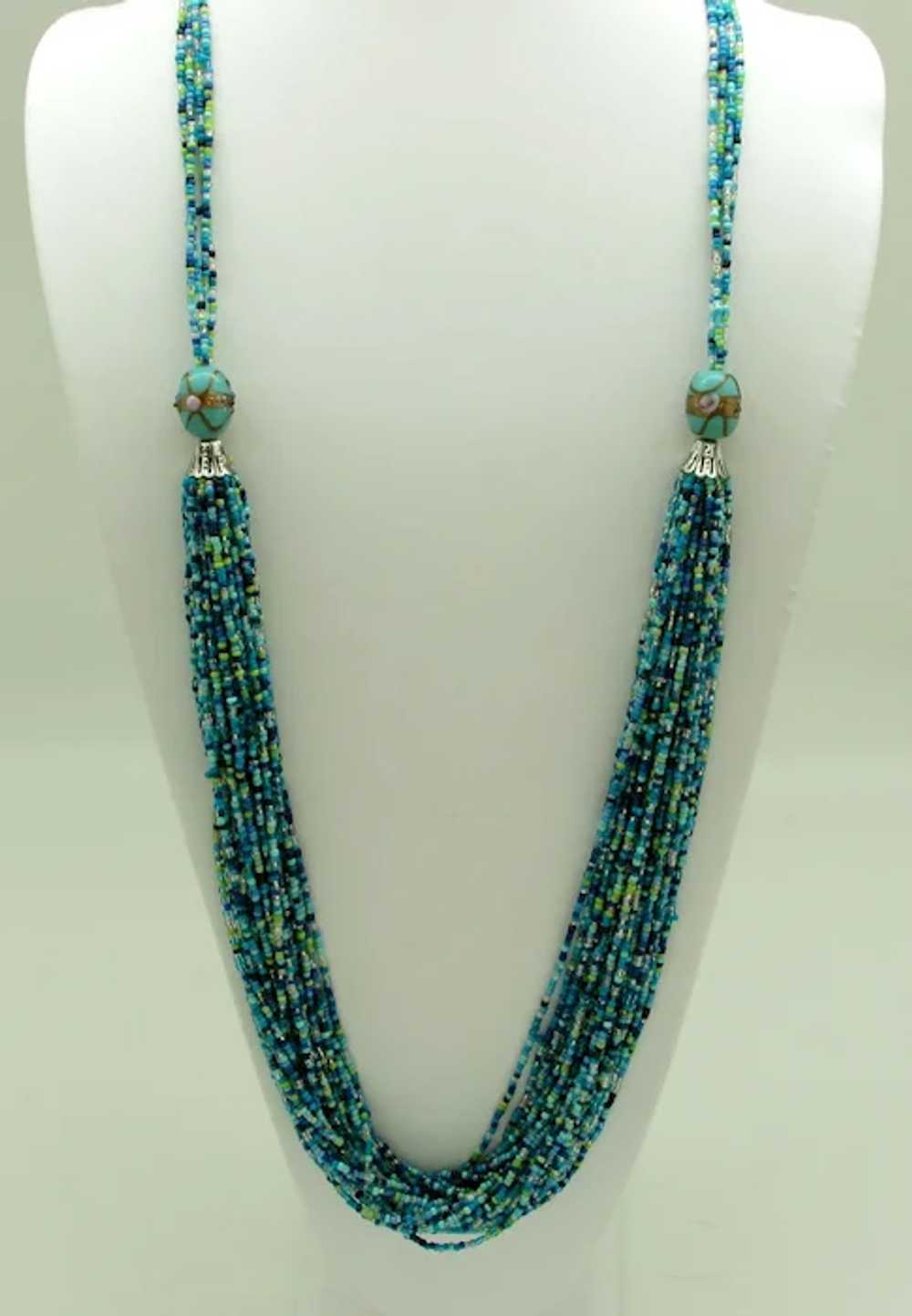 Multi Strand Seed Bead Necklace With Murano Glass Bea… Gem