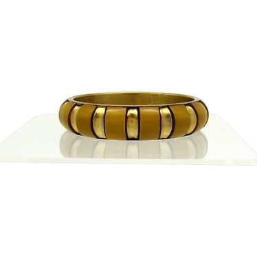 Goldtone Metal and Laminated Wood Bangle