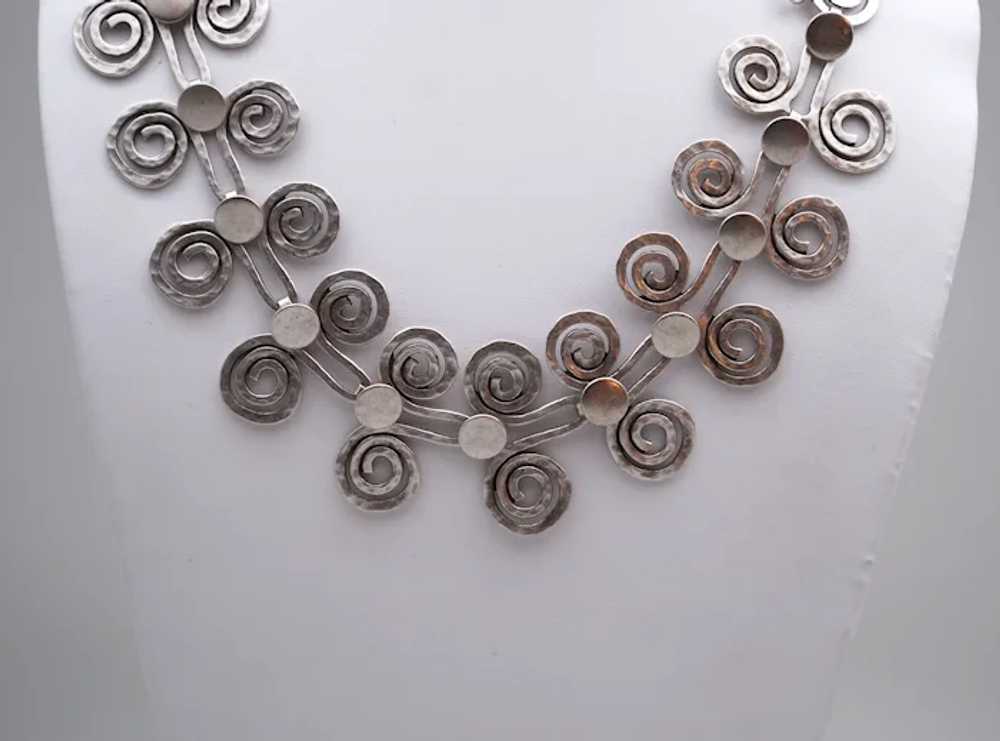 Hammered Silvertone Metal Coin Link Necklace - image 4