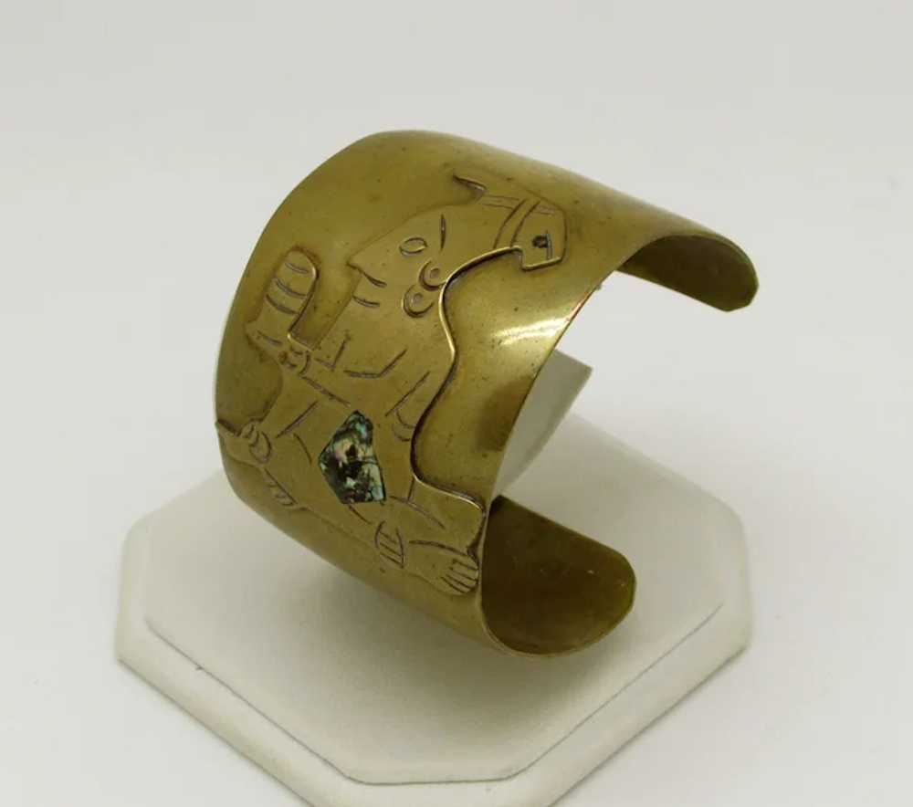 Mexican Brass and Abalone Cuff - image 2