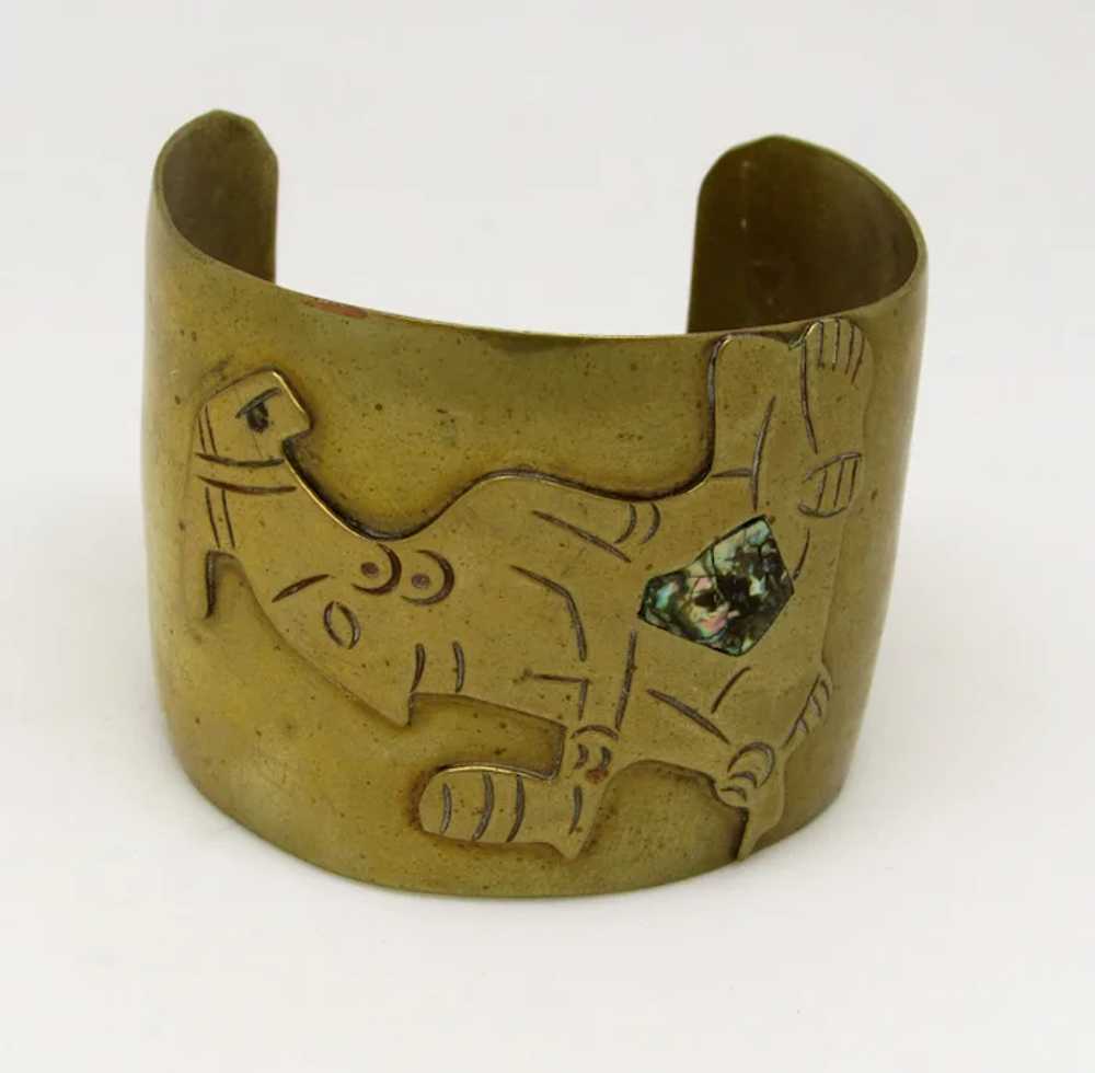 Mexican Brass and Abalone Cuff - image 4