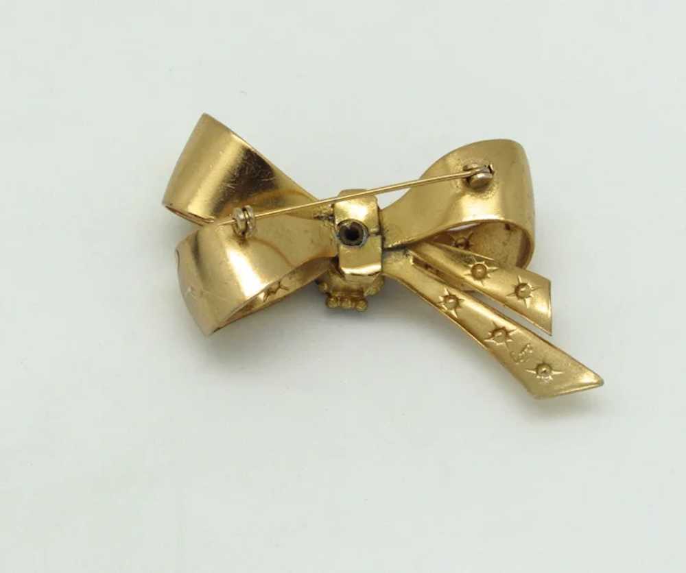Coro Bow Pin with Rhinestones - image 4