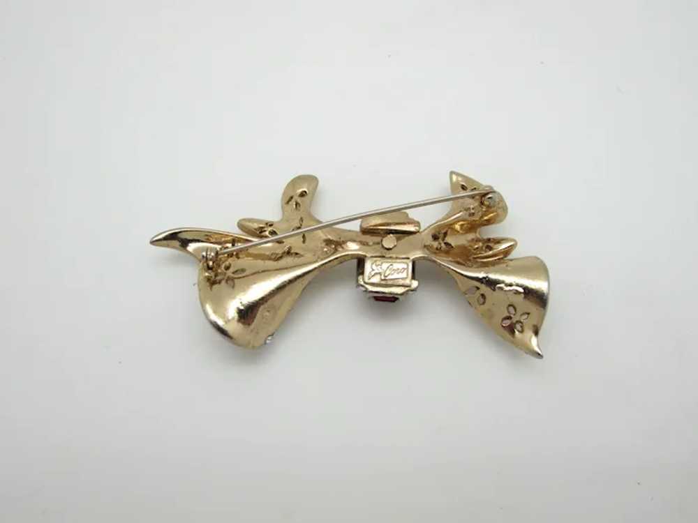 1940s Articulated Coro Bow Brooch With Rhinestones - image 2