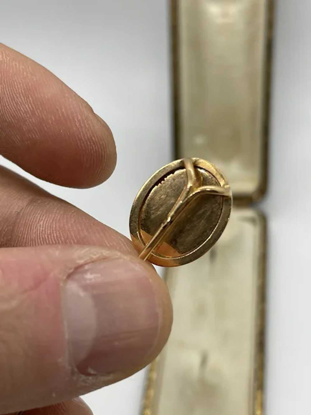 Antique French Enamel Diamond Stick Pin with Box - image 3