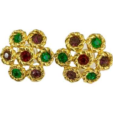 Swarovski signed red green and purple earrings