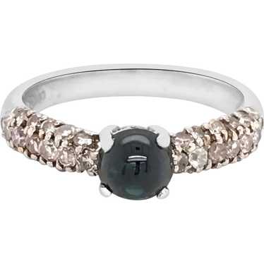 Pink Diamond Platinum Ring with Sugarloaf Sapphire