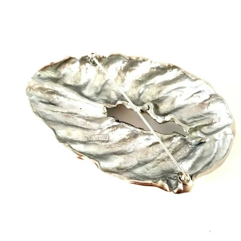 Huge Ciner Abstract Brushed Silver Plated Shell B… - image 10