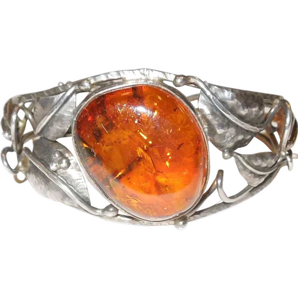 Natural Baltic Amber and Sterling Silver Bracelet - image 1