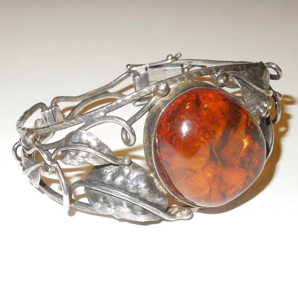 Natural Baltic Amber and Sterling Silver Bracelet - image 2