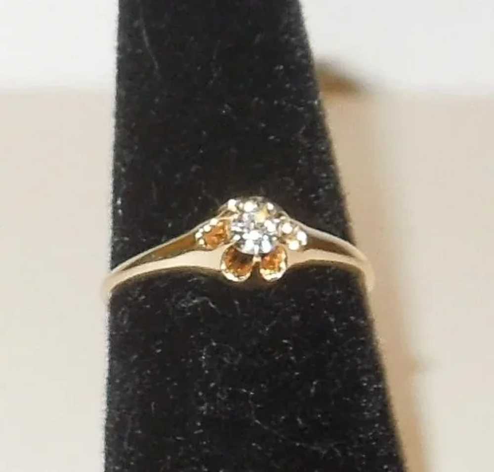 Vintage 14K and Diamond Belcher Style Ring Size 7 - image 4