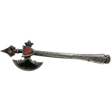 Late 1800's Scottish Axe Brooch Sterling Silver - image 1
