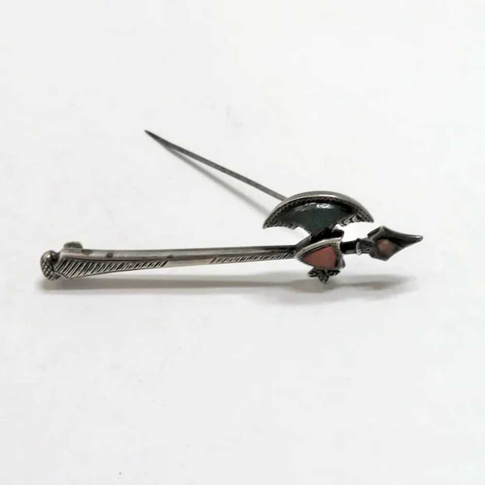 Late 1800's Scottish Axe Brooch Sterling Silver - image 2