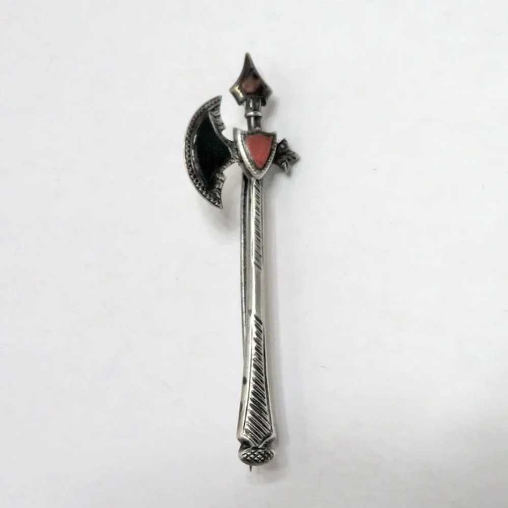 Late 1800's Scottish Axe Brooch Sterling Silver - image 3