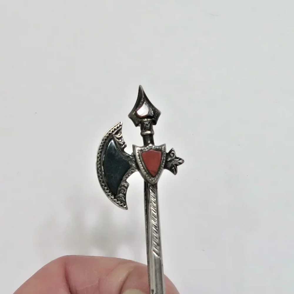 Late 1800's Scottish Axe Brooch Sterling Silver - image 4
