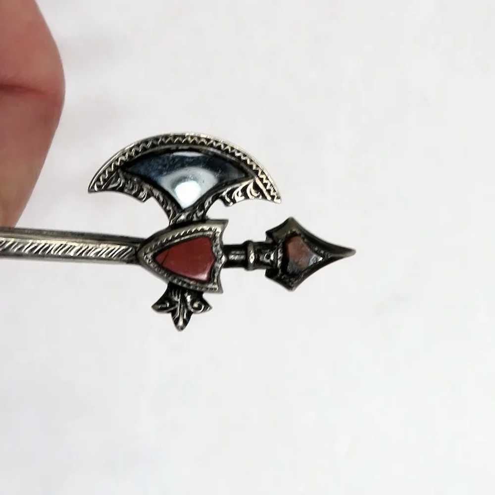 Late 1800's Scottish Axe Brooch Sterling Silver - image 5