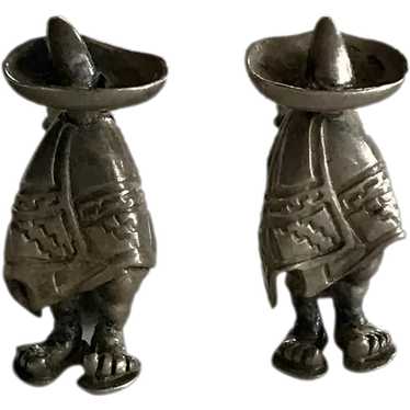 Mexico Pre Eagle Man in a Sombrero Signed Earrings - image 1
