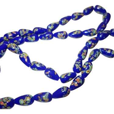 Blue millefiori glass necklace - Gem