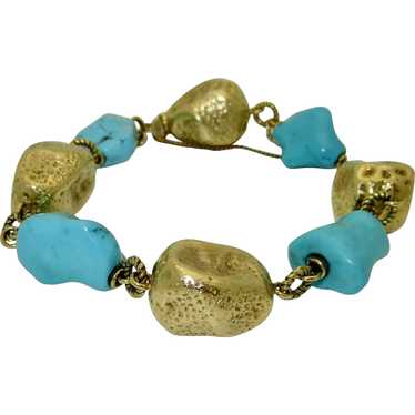 18K Spritzer & Furman Turquoise and Gold Bracelet