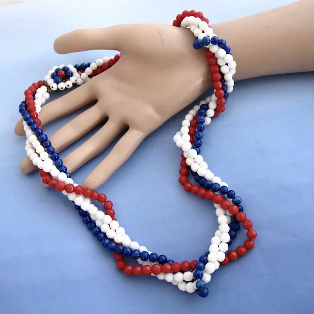 Vintage Eugene Patriotic Red White and Blue Bead … - image 10