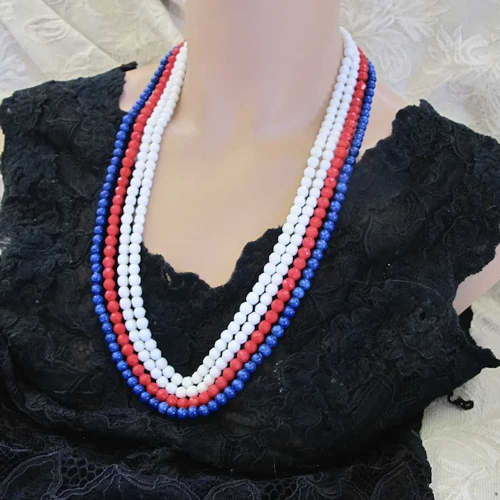 Vintage Eugene Patriotic Red White and Blue Bead … - image 11
