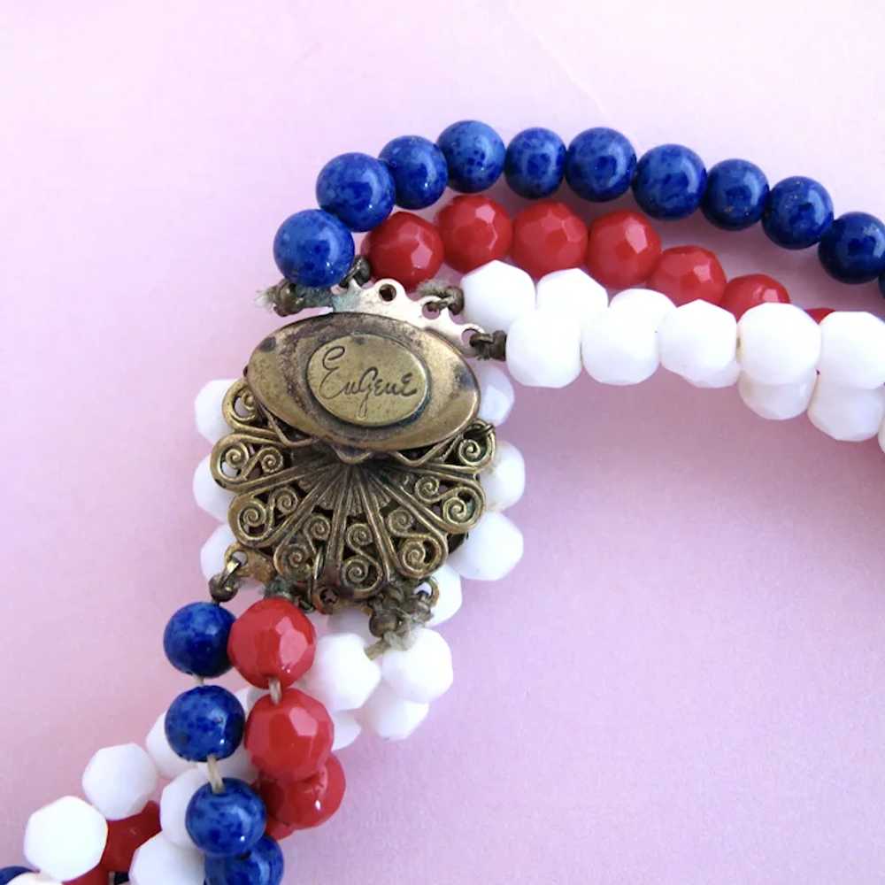 Vintage Eugene Patriotic Red White and Blue Bead … - image 12