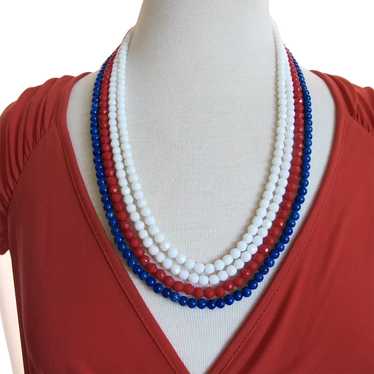Vintage Eugene Patriotic Red White and Blue Bead … - image 1