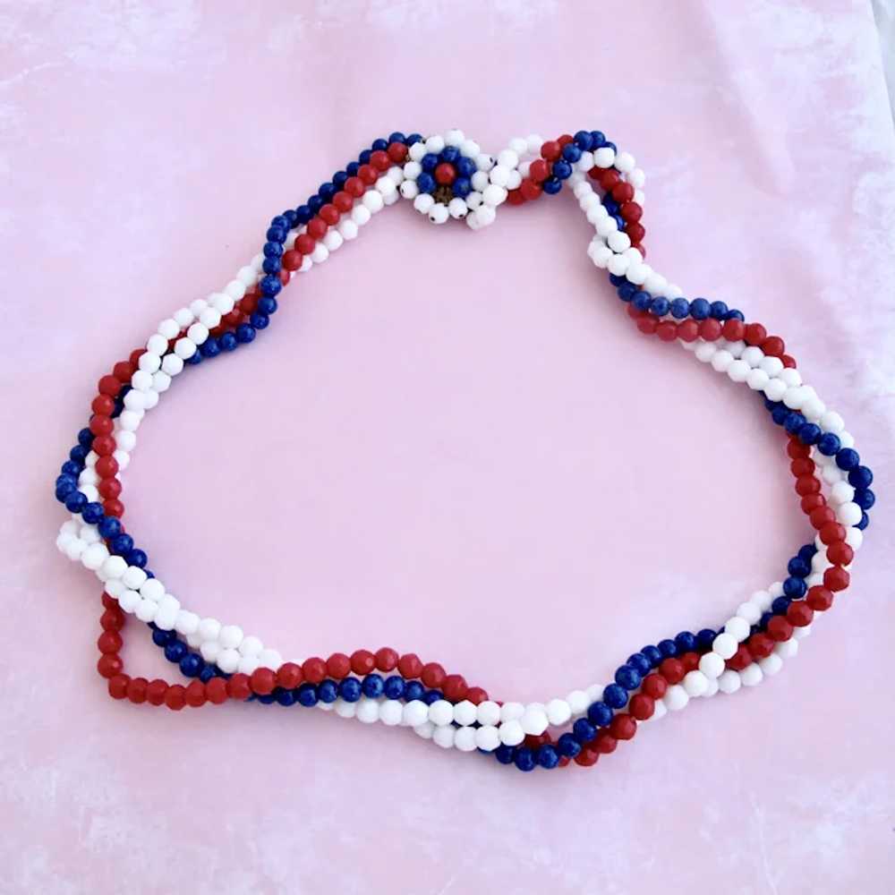Vintage Eugene Patriotic Red White and Blue Bead … - image 2