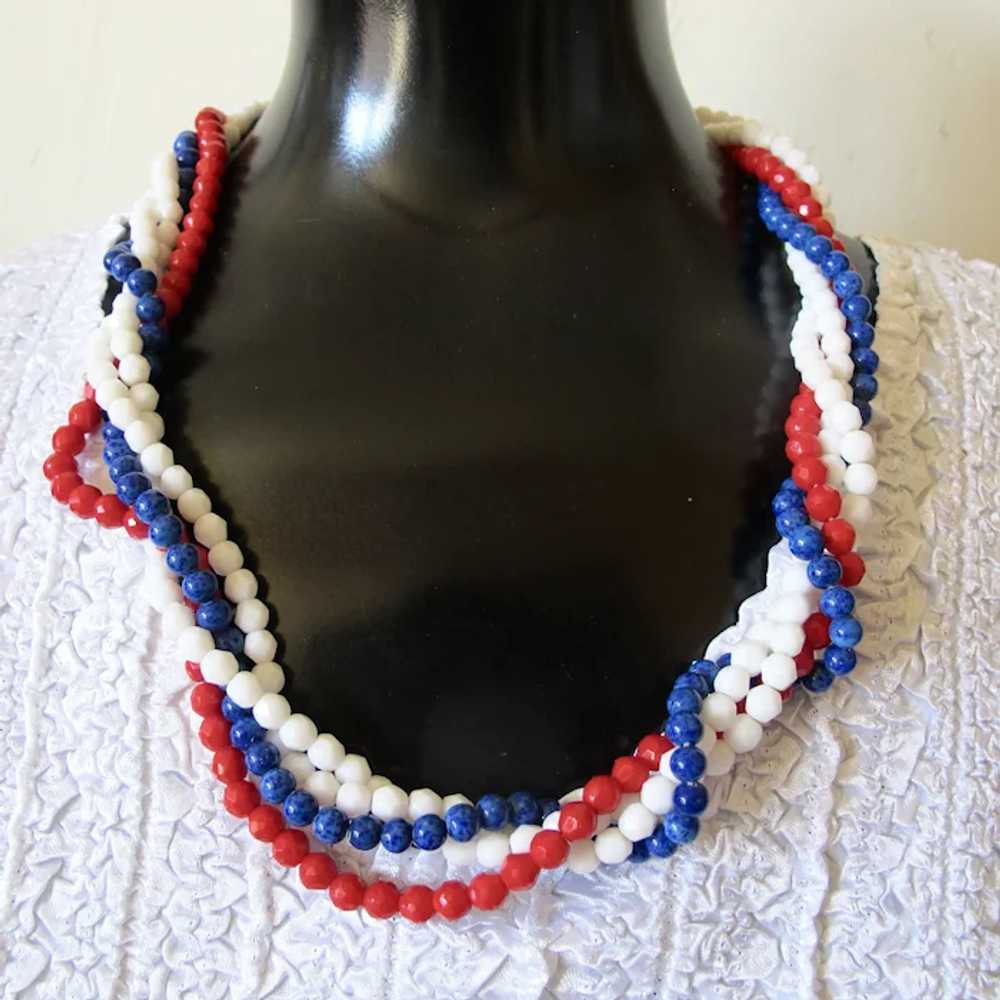 Vintage Eugene Patriotic Red White and Blue Bead … - image 4